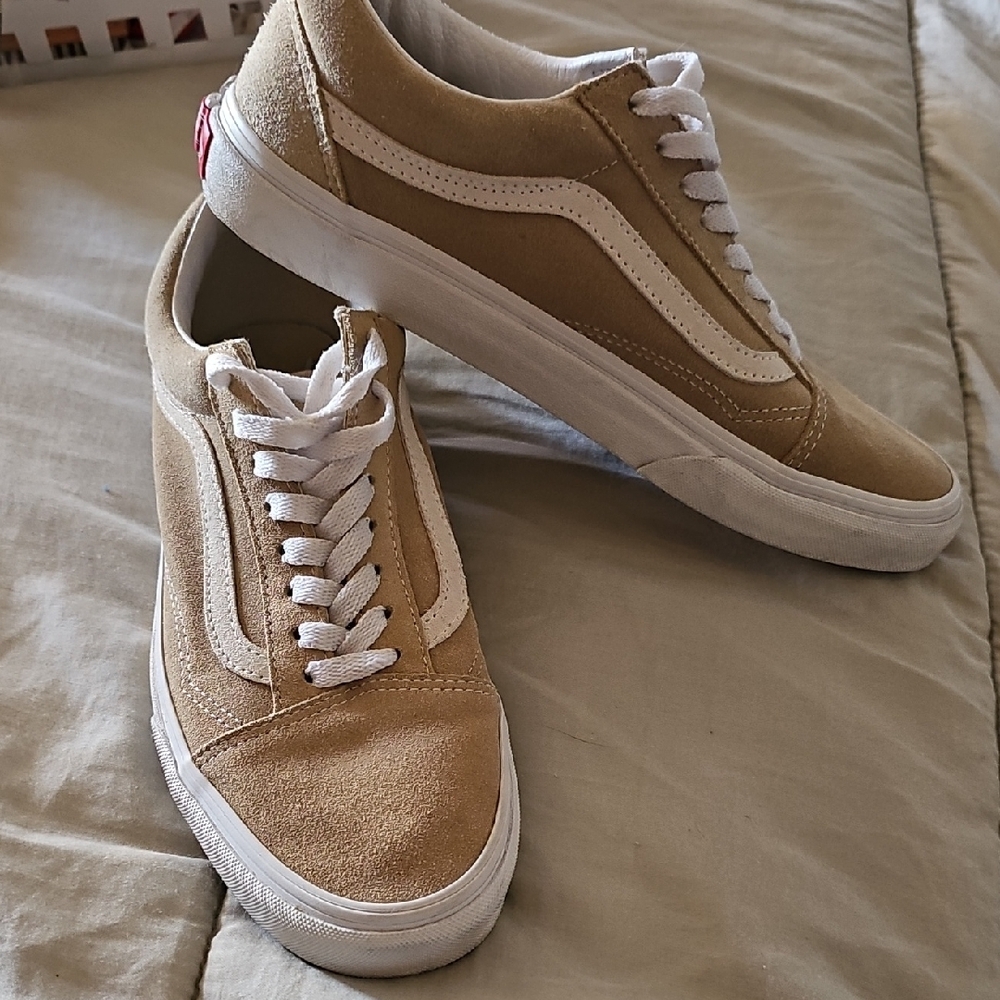 Vans Old Skool Suede Sneakers in Tan and White